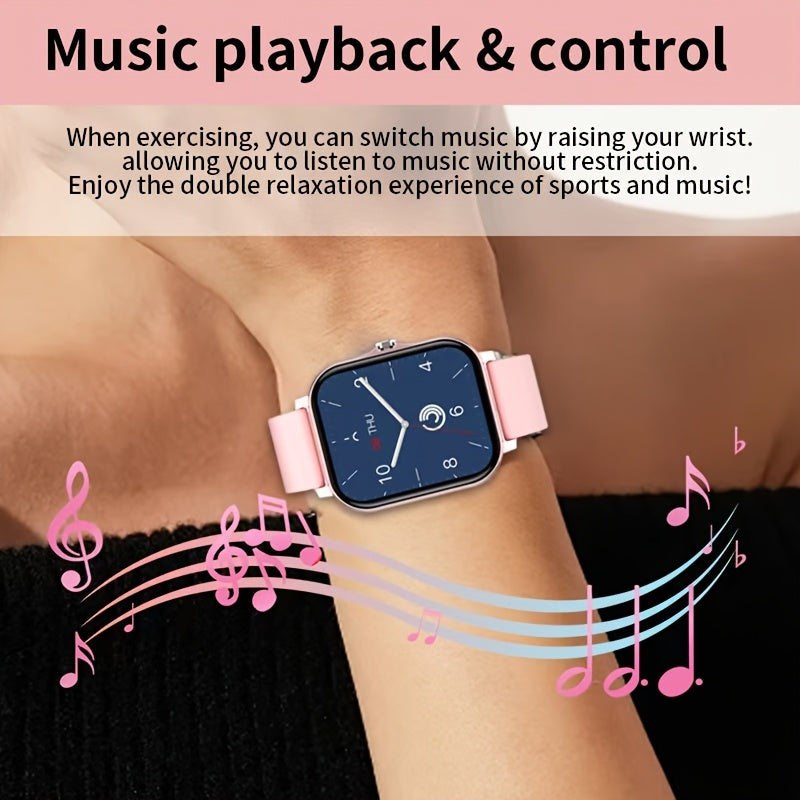 Borderless slim smart watch for iPhone and Android with wireless talk/receive, sports modes, sedentary alert, weather forecast, and message notifications - perfect gift for all.