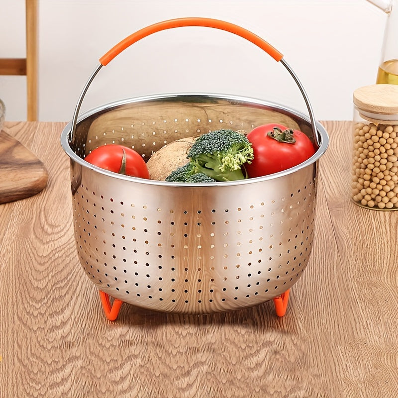 This versatile 6L Stainless Steel Steamer Basket is designed for a variety of uses in the kitchen. Its detachable handle makes it easy to use as a double boiler insert, perfect for cooking vegetables, dumplings, seafood, and more. Durable and easy to