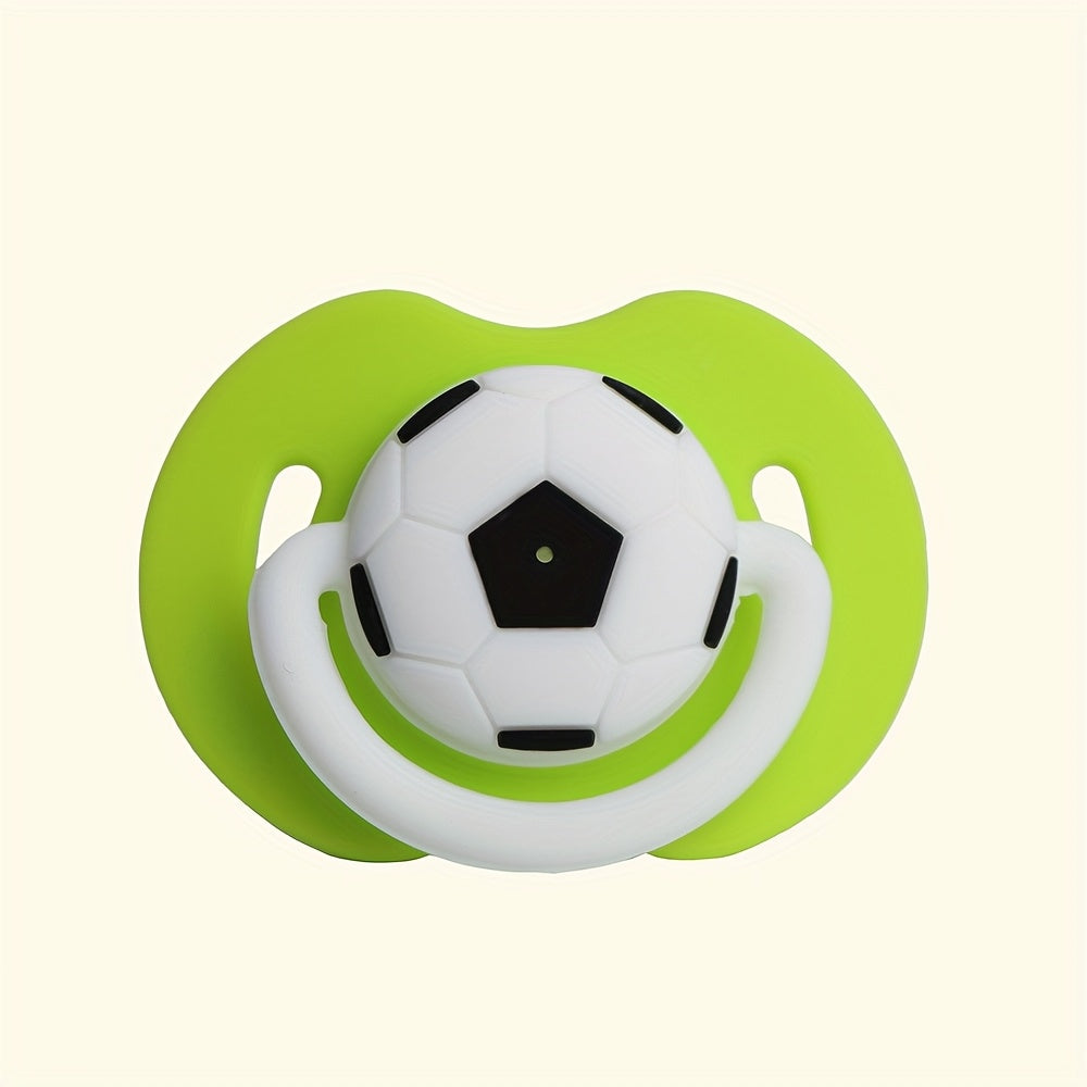 Soccer Ball Design Silicone Pacifier for Ages 0-6 - Single-piece Construction, Simple to Wash, Gentle on Teeth, Comes in Red, Blue, Green, Pink