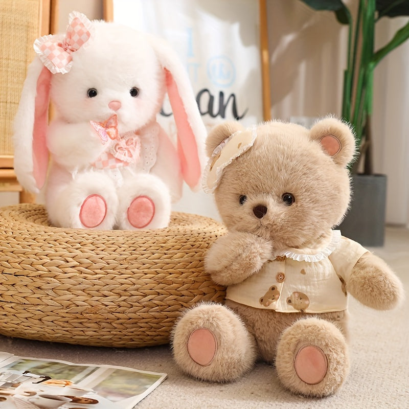 45cm Kawaii Rabbit Plush Toy Teddy Bear Soft Stuffed Animal Doll, Ideal for Home Decor and Gifts, Made of Soft Polyester Fiber