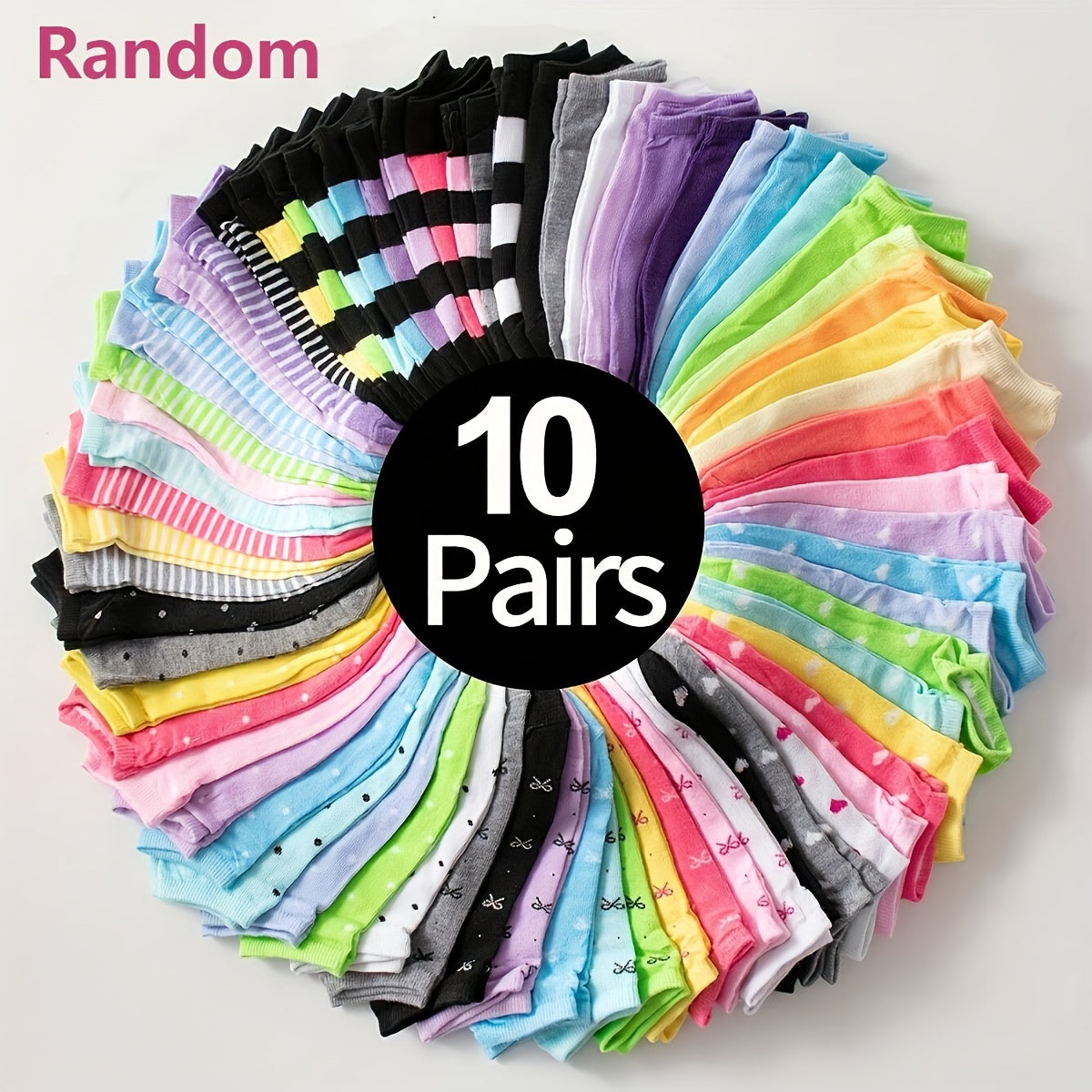 50 pairs of candy-colored low cut ankle socks, soft and comfortable, for women.