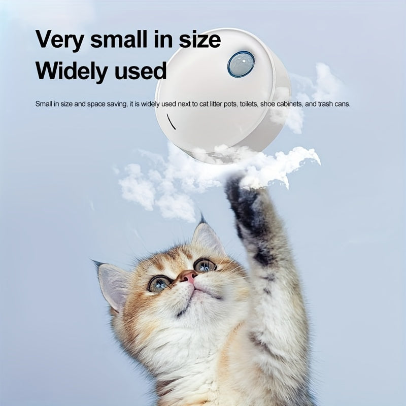 Cat Odor Purifier for Automatic Litter Boxes: Smart device with 24-hour monitoring, pet-friendly, intelligent sensor light, and continuous odor removal for dog and cat toilets.