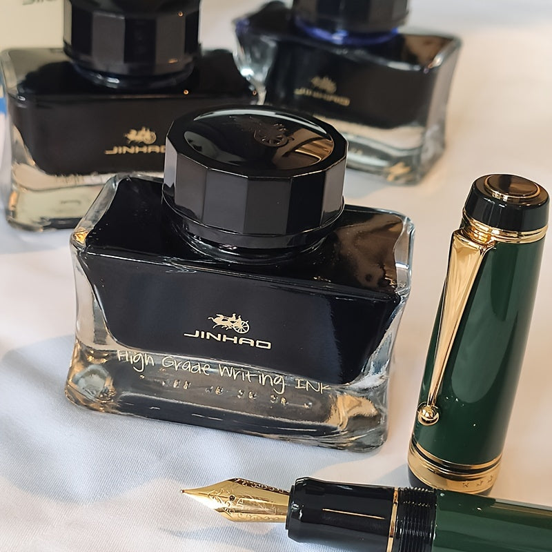 Jinhao 50ml Premium Fountain Pen Ink in Black/Blue/Blue Black, perfect for writing and calligraphy enthusiasts.