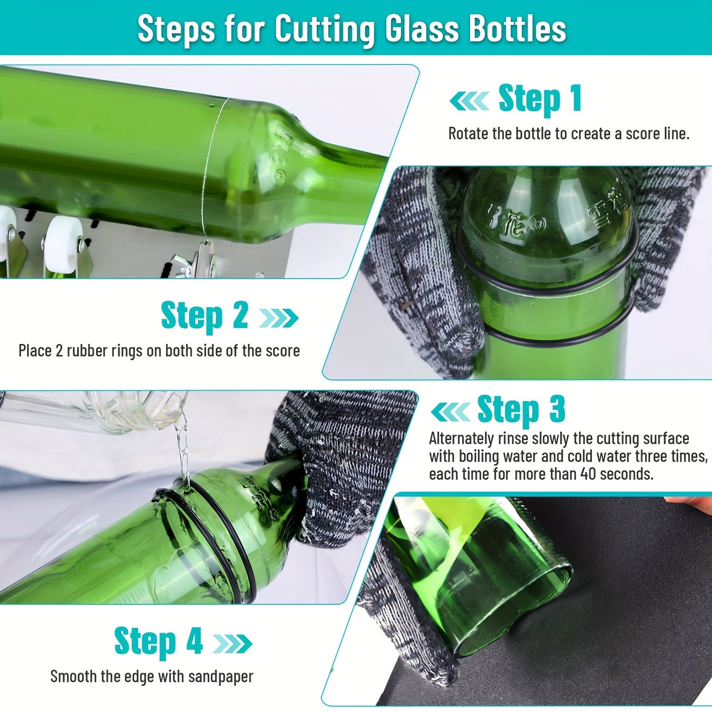 Durable Stainless Steel Glass Bottle Cutter, Easy DIY Wine and Beer Bottle Opener for Home Bar