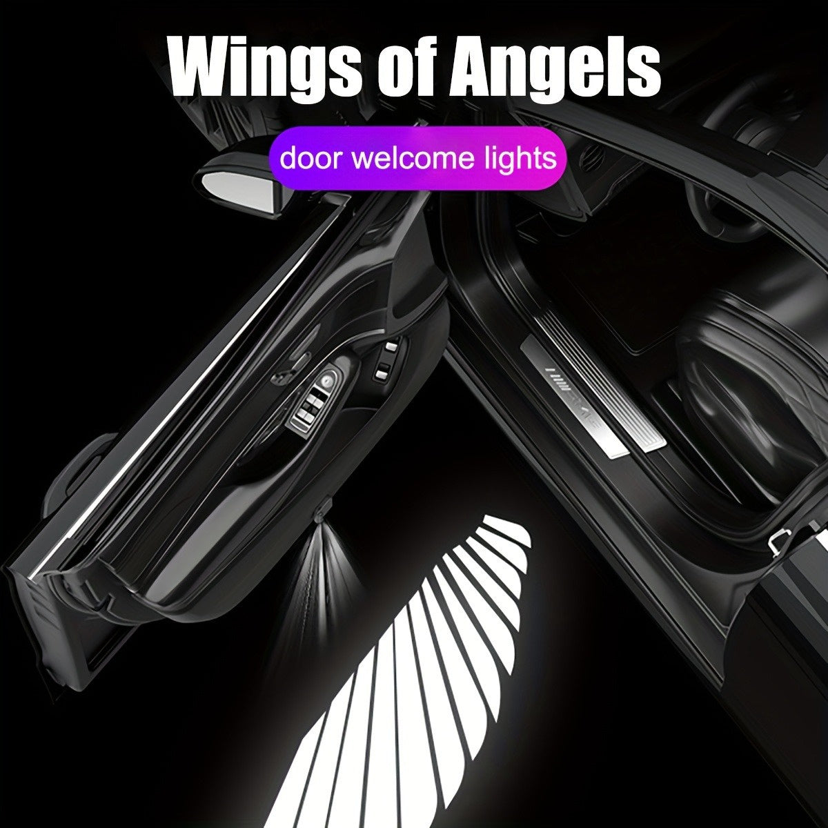 Angel Wings Car Door Sensor with Welcoming Lights, Universal Fit.