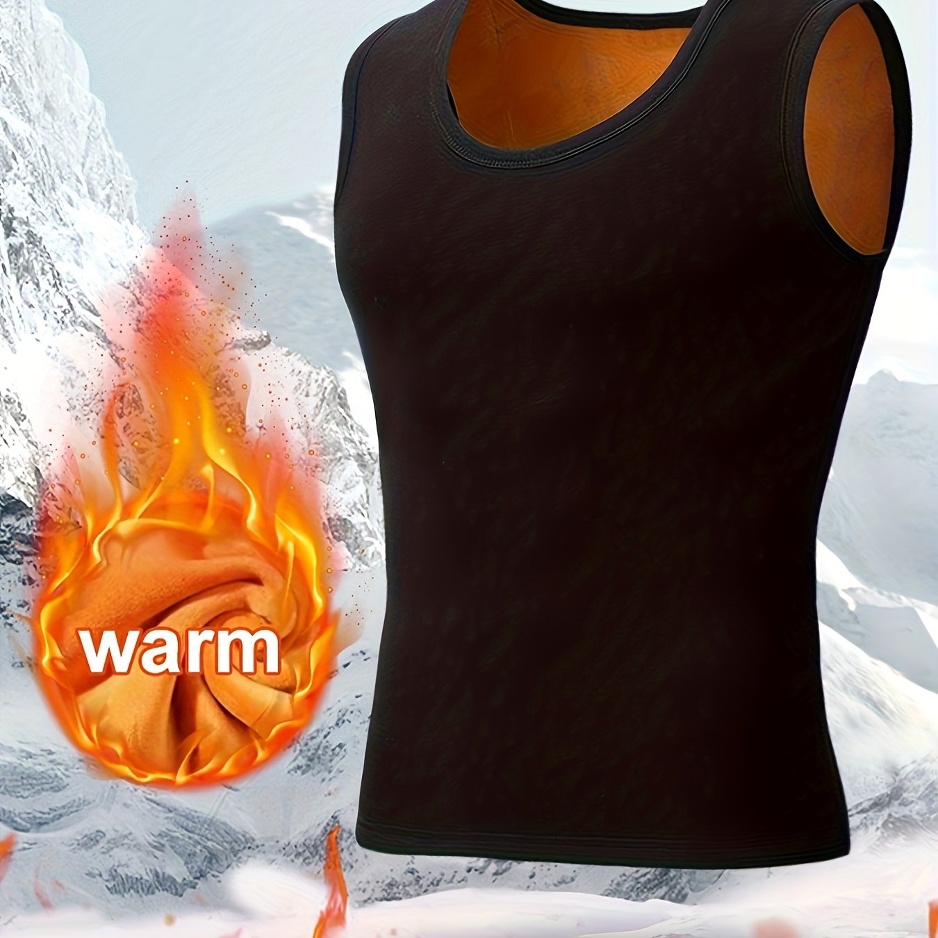 Men's windproof, slim fit thermal tank top for outdoor activities in fall/winter.