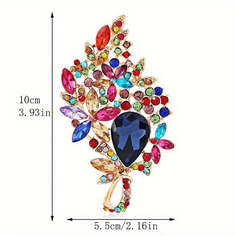 Stunning Flower-Shaped Brooch Adorned with Sparkling Rhinestones - A Chic Lapel Pin for Women's Clothing, Perfect for Dresses, Coats, Sweaters, and Corsages