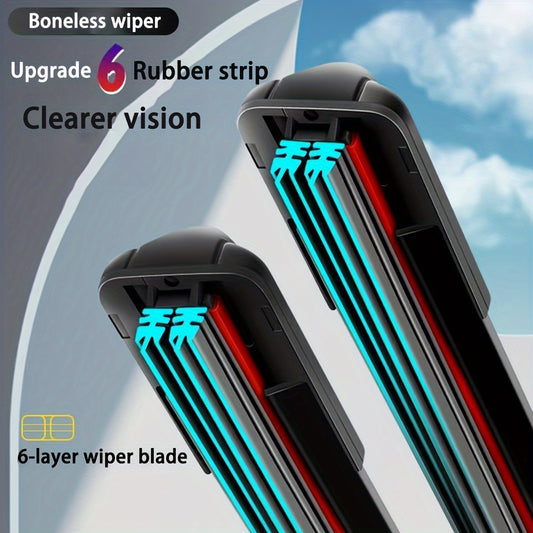 Universal fit 6-layer rubber blade wiper with J/U hook type, compatible with 99% of vehicle models, available in sizes 35.56-71.12cm.