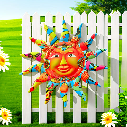 2025 Sunflower Metal Wall Art: Festive outdoor garden decor. No electricity required. Colorful smiling face design.