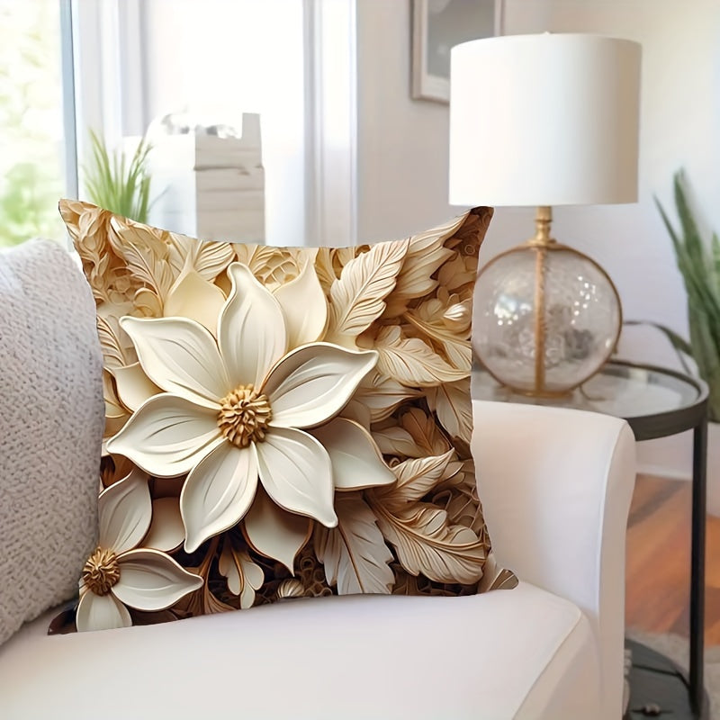 Modern floral print pillow cover for stylish home decor, 43cm/16.93in.