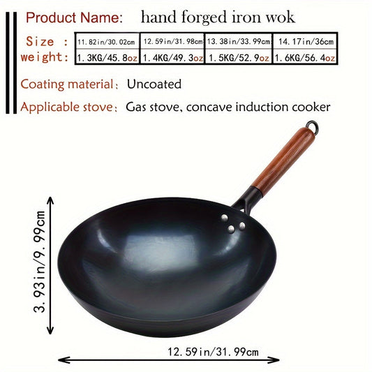 Changqiu Temir Qozon - An'anaviy Xitoy Forged Temir Qozon, Gaz Pechlarida Qovurish Uchun Ideal, Qoplamasiz, Vintage Uslubida