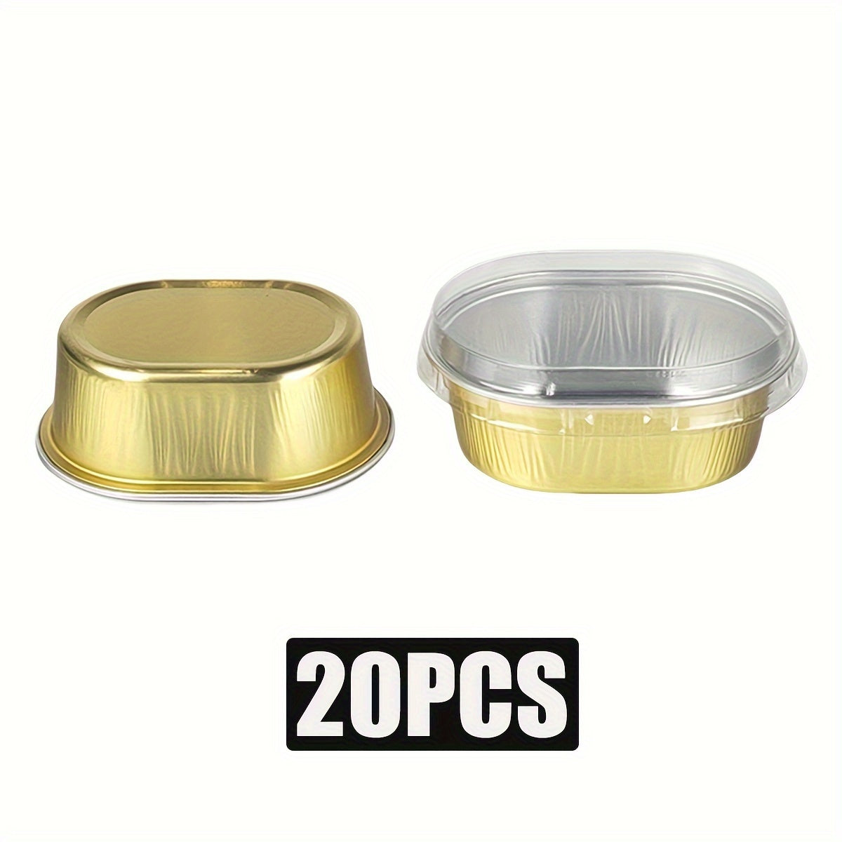 Durable Gold and Black Aluminum Foil Cake Pans with Transparent Covers - Ideal for Mini Cheesecakes, Cupcakes, and Sweets - Great for Holiday Celebrations - Lead-Free and Reusable