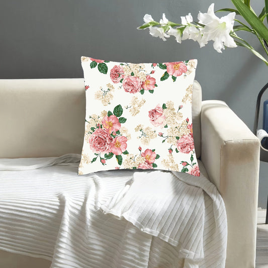 One piece of 45.72x45.72 cm Vintage Floral Throw Pillow Cover made from super soft short plush material. The decorative cushion case features a single-side print, zipper closure, and is machine washable. Perfect for use in the home, bedroom, or living