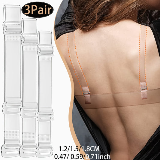 3 pairs of adjustable transparent shoulder straps for bras, soft elastic, non-slip, lingerie accessories for women.