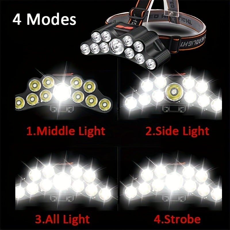 1pc Rechargeable USB Headlamp with 5/7/11 LED, Waterproof Portable Headlight for Outdoor Activities