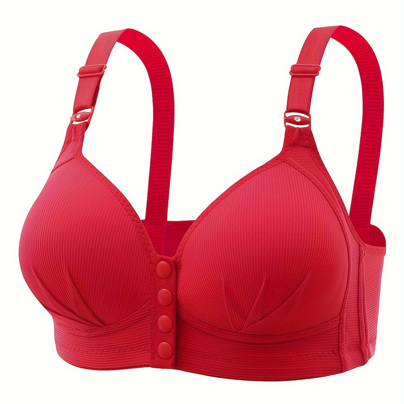 Wireless push up bra with front buckle, comfortable and breathable women's lingerie.