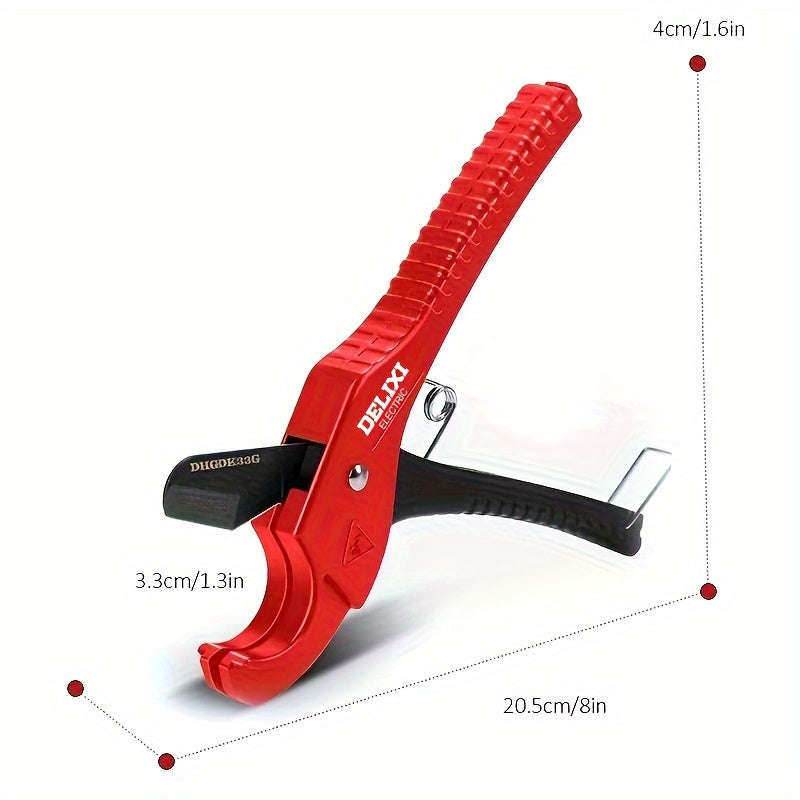 DELIXI ELECTRIC Electric Ratchet PVC Pipe Cutter: Cuts PEX, PVC, PPR, and Plastic Hoses with SK5 Blade, Aluminum Construction