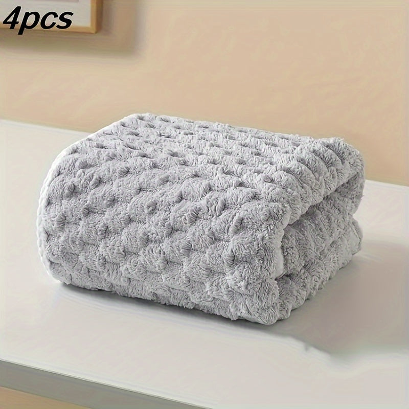 Set of 4 adult waffle weave bath towels - Made with super absorbent ultra-fine fiber, these quick-dry textured bathroom towels are ideal for use in the spa, gym, or daily at home. Constructed for durability, this set is composed of 80% ultra-fine fiber