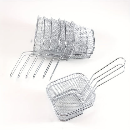 Durable stainless steel basket perfect for fried foods and drinks at kitchen and restaurant tables.