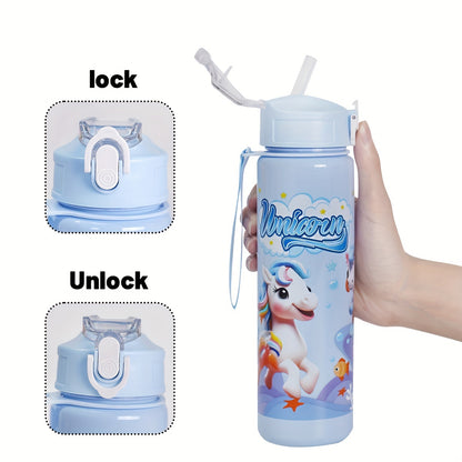 1 Cartoon-Themed 25oz Shaker Bottle with Straw, Leak-Proof, PVC-Free, Hand Wash Only, Ideal for Outdoor Activities - Pack of 1