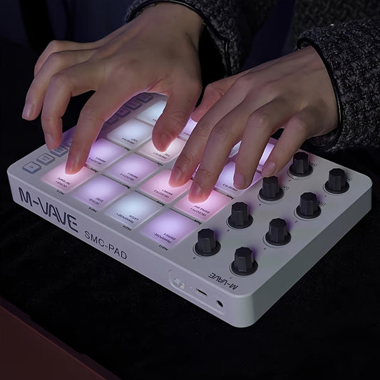 FF Bonfires Portable MIDI Controller: 16 Drum Pads, 8 Knobs, USB Powered, Rechargeable Battery