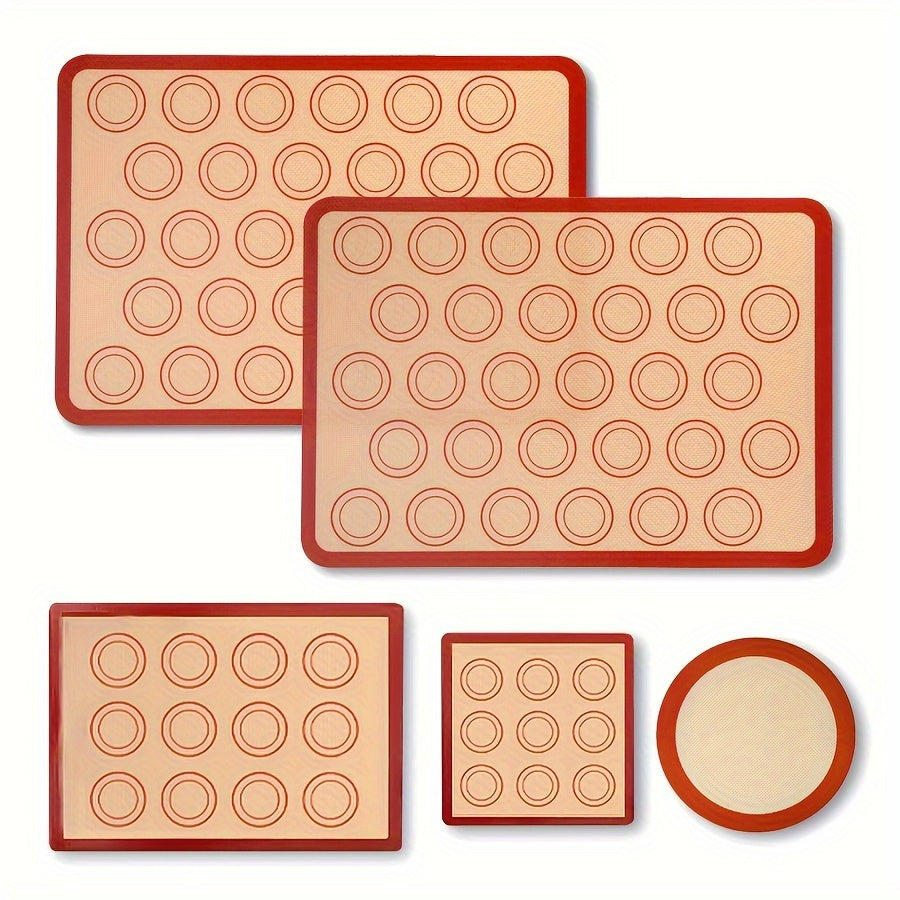 5-Piece Set of Silicone Baking Mats - Durable and Heat Resistant Macaron Liners for flawless Pastries, Non-Stick Oven Mats for Effortless Cleaning, Must-Have Kitchen Tool for Baking Cookies and Cakes