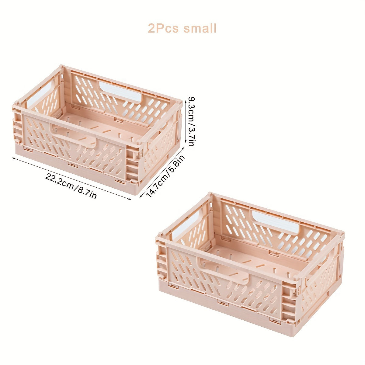 2-Pack Plastic Folding Storage Baskets with Handles, Stackable Organizers for Home - Mixed Color