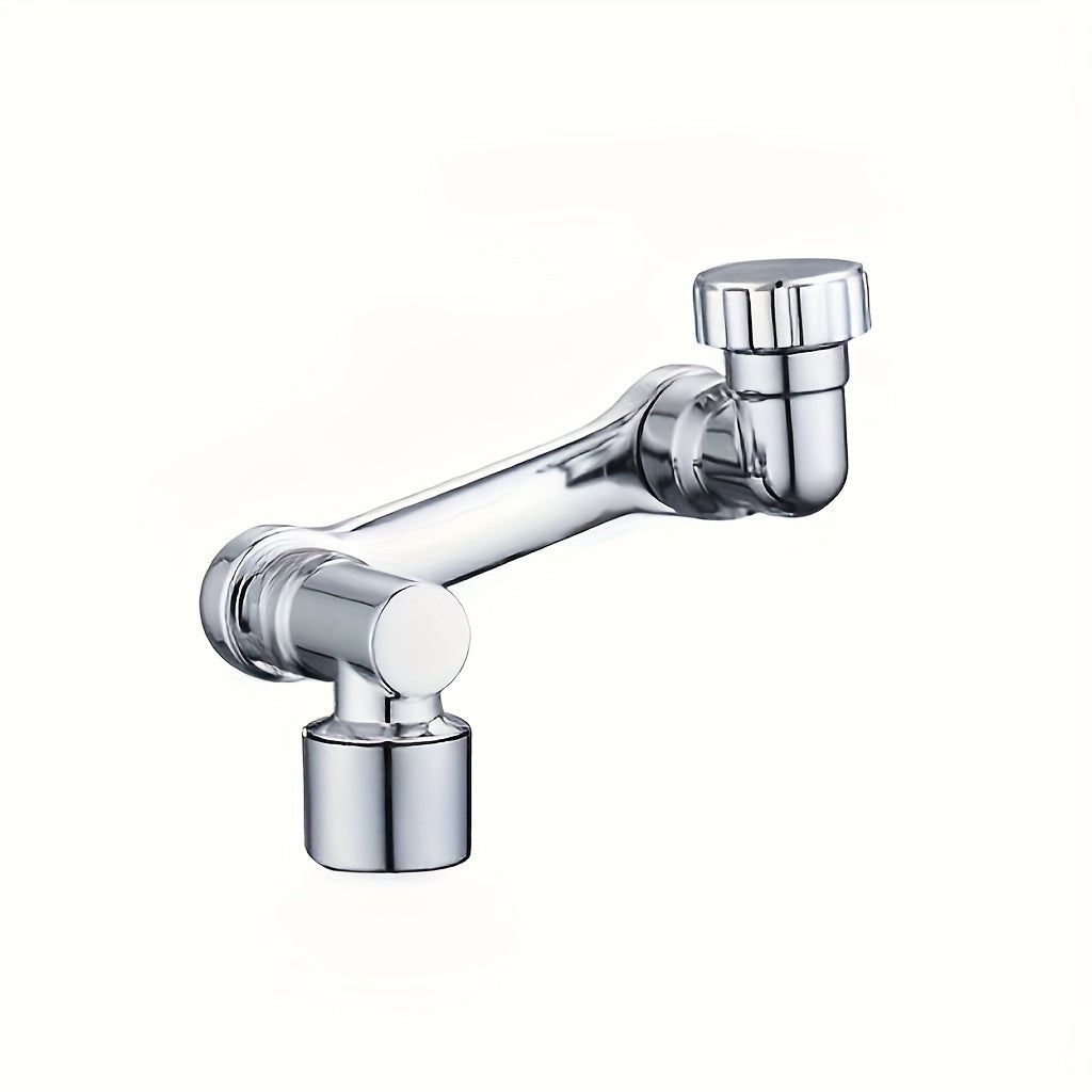 Rotatable faucet spout adapter with 360-degree swivel and 1080-degree tilt, made of durable plastic. No electricity required, ideal for bathroom sinks.