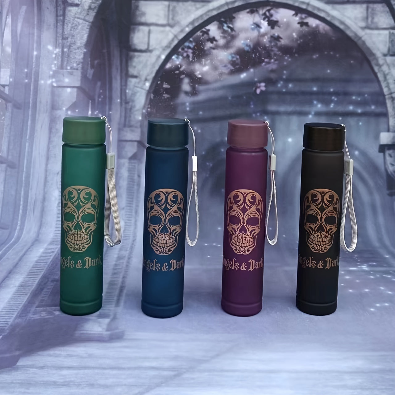 Angels & Dark Skull Water Bottles in 300ml, 700ml, and 2000ml sizes: Durable, Leak-Proof, Stylish for Office, School, Gym, & Outdoors