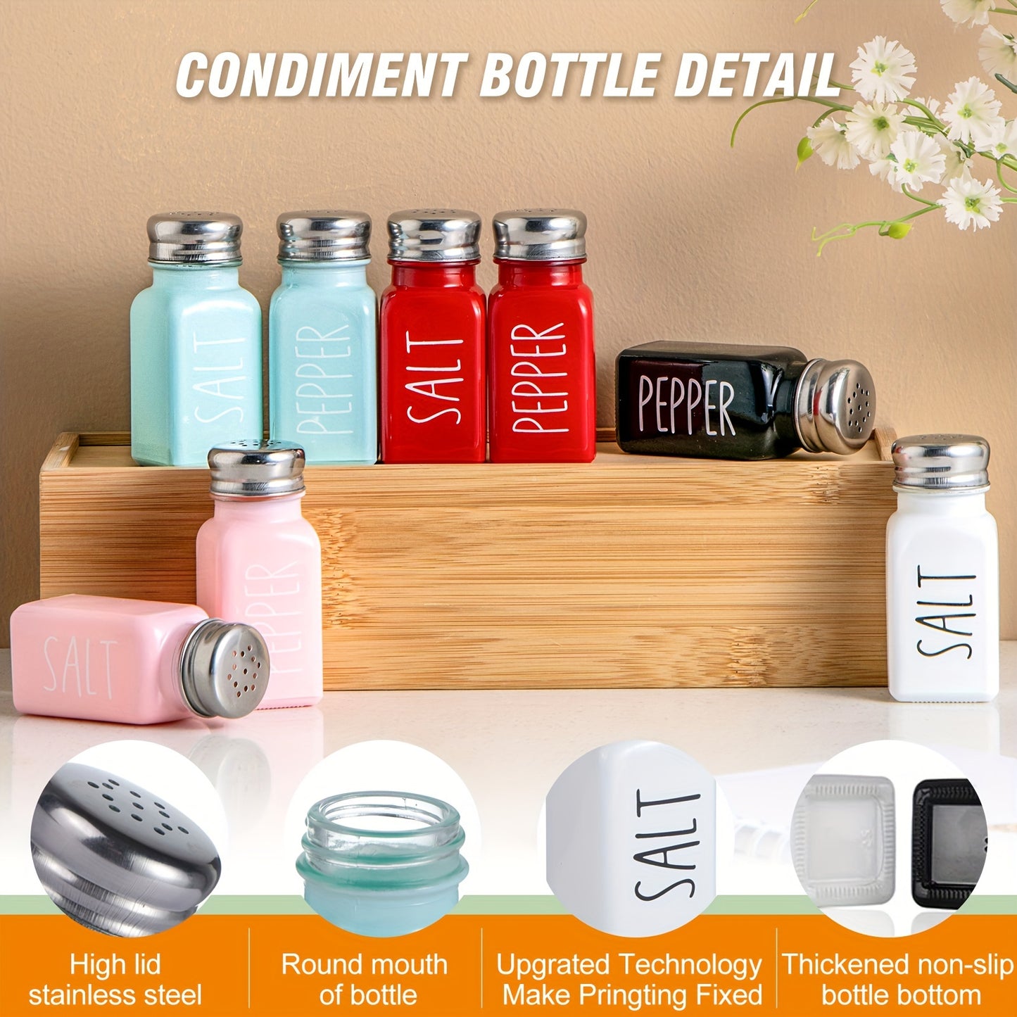 1 Set Ceramic Salt and Pepper Shakers, Seasoning Bottle, Spice Shakers - Perfect for Outdoor Picnics, BBQs, and Kitchen Decor - Ideal for Housewarming or Holiday Gifts