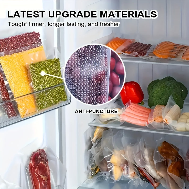 100 pieces of Vacuum Sealer Bags that are puncture-resistant and BPA-free, ideal for food storage, sous vide, and freezer. Perfect for home kitchen supplies.