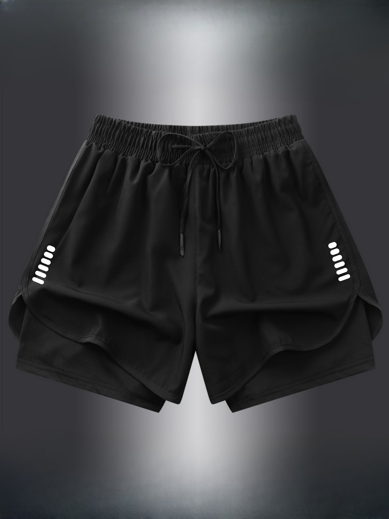 Breathable men's athletic shorts with quick-dry polyester and printed design, perfect for summer sports.