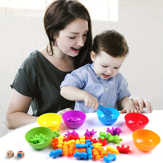 Educational counting, color recognition, and sorting activities for children ages 3 and up with vibrant silicone learning toys.