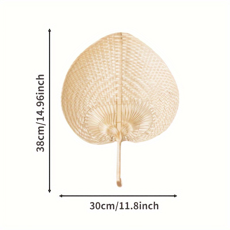 Handcrafted Bamboo Fans - Set of 4, with High-Quality Palm Leaf Design for Summer Cooling and Home Decor, perfect for Palm Tree Decor