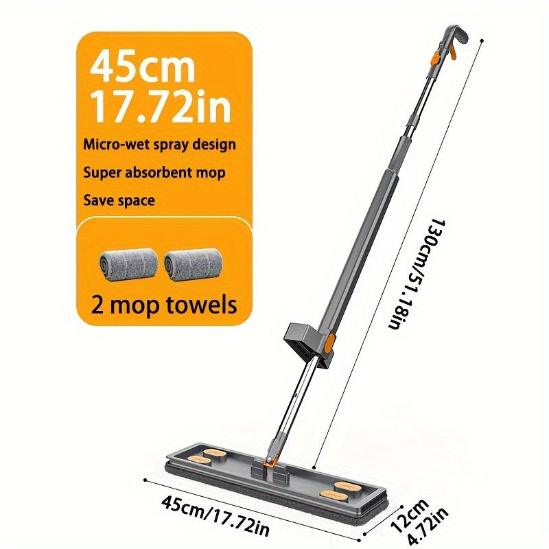 Spruce up your floors with a 1pc Hardwood Floor Spray Mop! This 350ml refillable spray mop comes with 2 reusable fiber mop pads, perfect for both home and commercial use on dry and wet floors. Ideal for hardwood, laminate, and ceramic tile, this flat mop