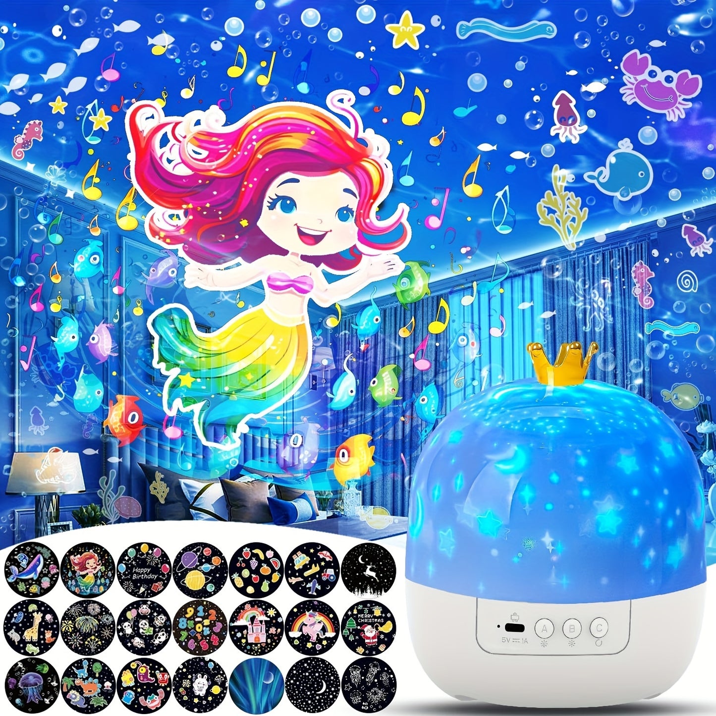 LED projector light for youngsters, rotating galaxy lamp with adjustable brightness, USB powered, ideal bedside decor and gift.