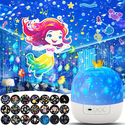 LED projector light for youngsters, rotating galaxy lamp with adjustable brightness, USB powered, ideal bedside decor and gift.