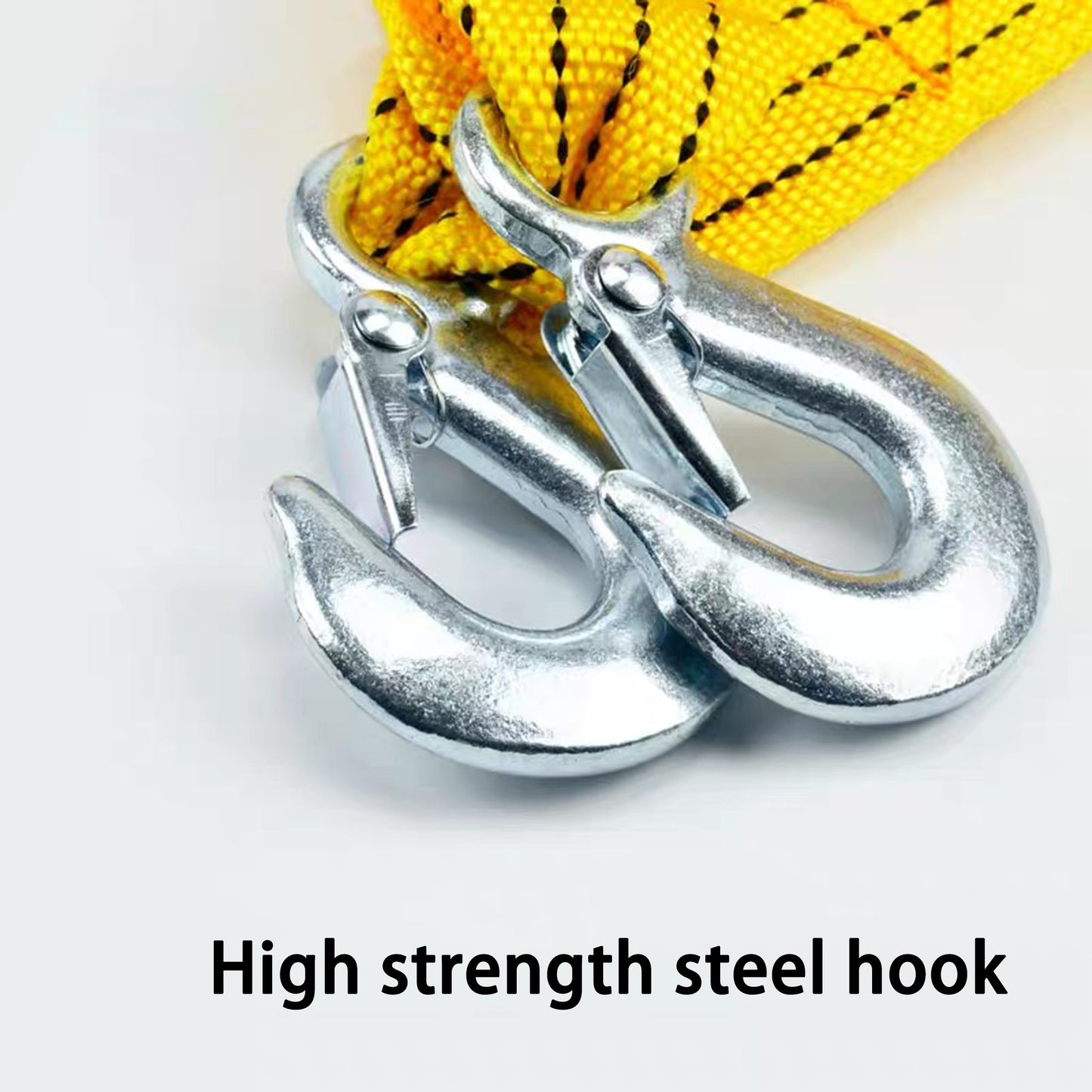 1pc Heavy Duty Iron Tow Strap with Hooks, 4m Length, 3 Ton Capacity for Secure Vehicle Towing.