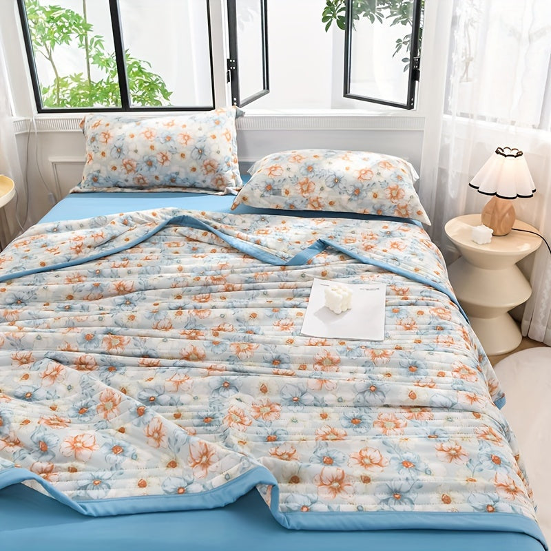 Stay cool and comfortable all summer long with this lightweight blanket featuring a cute cartoon floral design. Made from breathable and skin-friendly polyester, this machine washable blanket is perfect for any season. Add a cozy touch to your bedroom