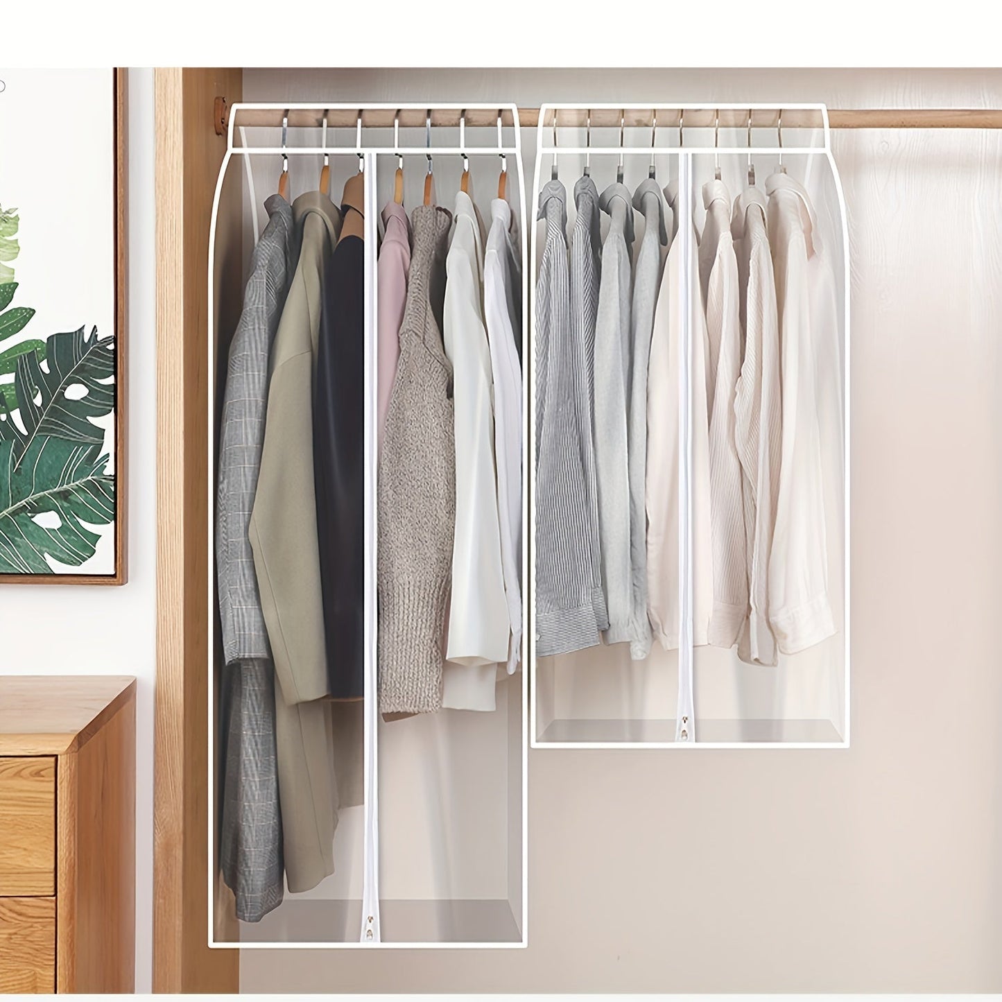 Oversized Transparent Hanging Garment Bag - Perfect for Closet Organization and Storage of Coats, Suits, Dresses and More! Bottom Closed Clothing Cover to Protect Your Wardrobe. Frame Not Included.