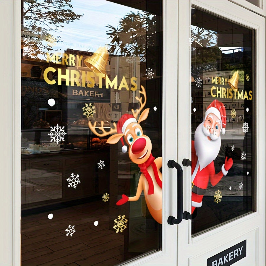 One piece of festive holiday decoration for the home and kitchen, this Christmas Window Cling features a 3D Santa & Reindeer design. The static adhesive window film requires no power and is in a contemporary style, measuring at 29.97x39.88 cm.