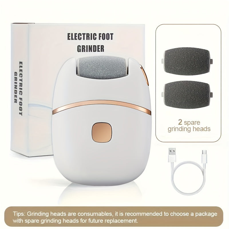 MIGUAN Rechargeable Electric Foot Grinder: Portable, USB Charging, Hypoallergenic Plastic, 400mAh Lithium Battery, Includes Multiple Sanding Bands for Smooth Feet.