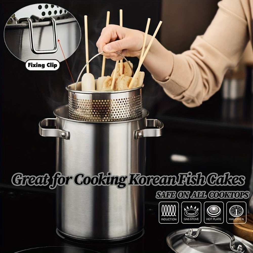 Durable 3-Ply Based Stainless Steel Steamer Pot & Pasta Cooker - Versatile with Large 4.3L/1.14Gal Capacity, Includes Perforated Basket for Home Kitchens