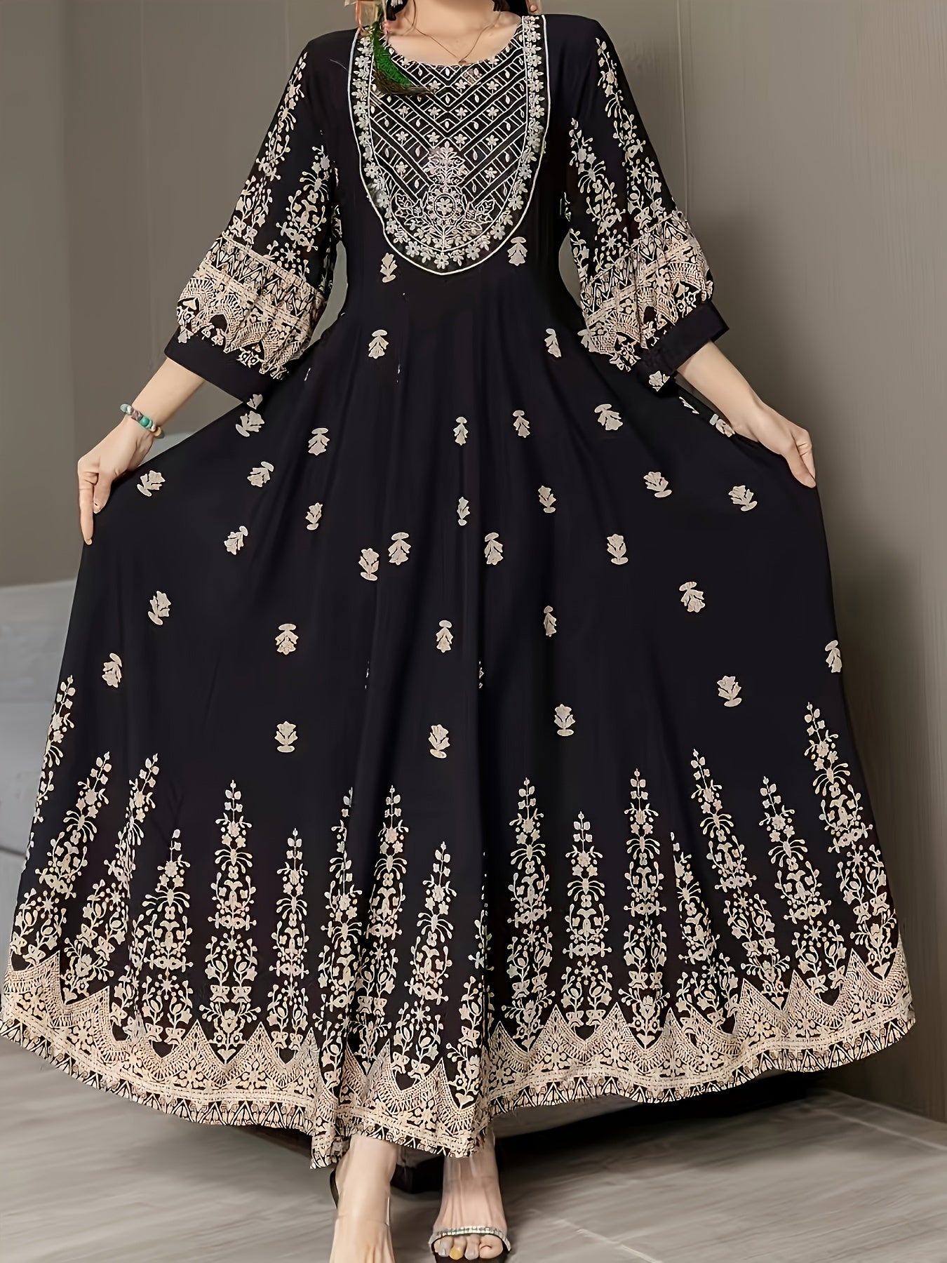 Middle Eastern embroidered plus-size dress