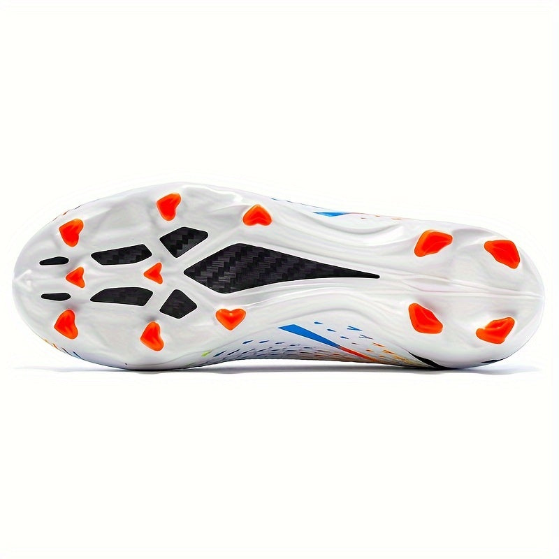 Men's Soccer Cleats FG 2024 with Fashionable Grid Pattern, PU Upper, TPU Sole, EVA Insole, Anti-Slip, Lace-Up Closure for All-Season Outdoor Sports.