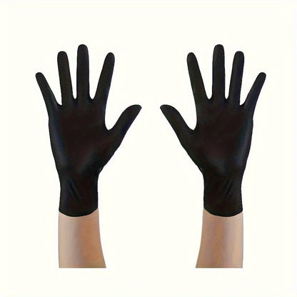 Disposable nitrile gloves available in packs of 50 or 100. These durable gloves are perfect for household cleaning tasks. Waterproof and suitable for use in kitchens, tattooing, hair dyeing, pet care, beauty salons, and other cleaning needs. A must-have