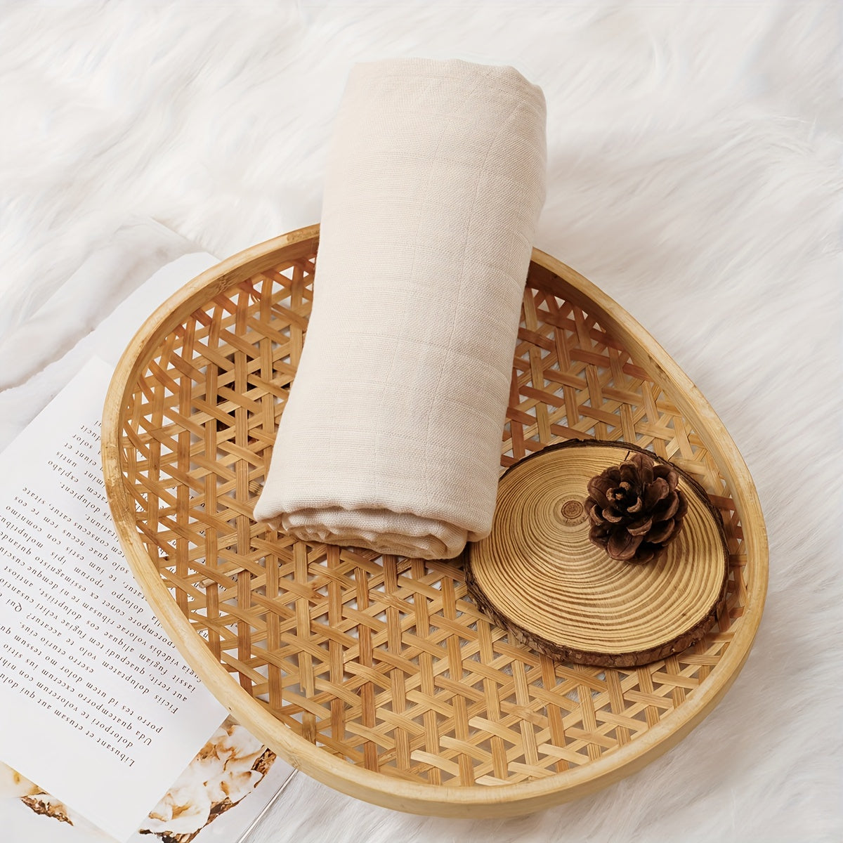 Bamboo Muslin Swaddle Blanket in Solid Color - Perfect for Baby Bath Time, Photography Sessions