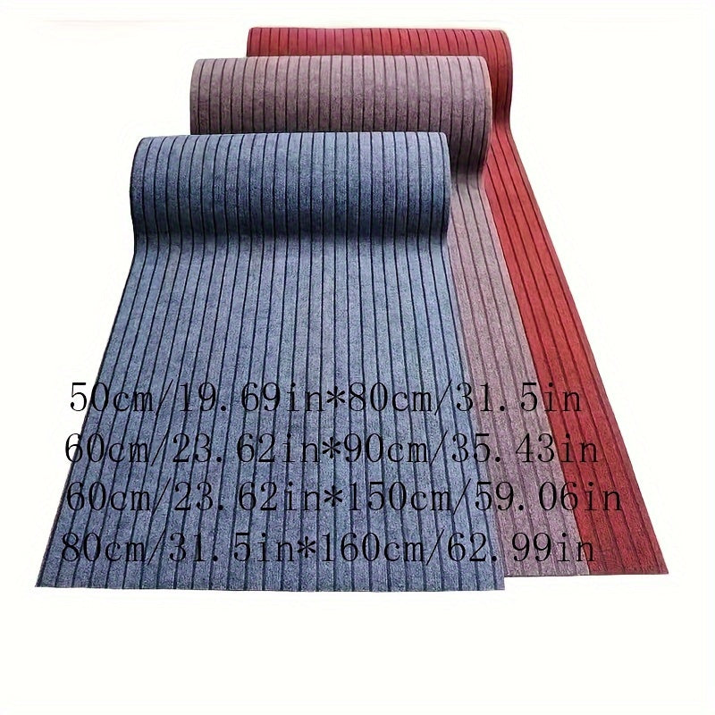 Non-Slip 7-Stripes Carpet with Waterproof and Stain-Resistant Features, Machine-Made with Hand-Wash Only Instructions. Crafted from a Polyester Blend with Medium Pile for Home Decor use in Kitchen, Bathroom, Bedroom, and Office. Backed with Polypropylene