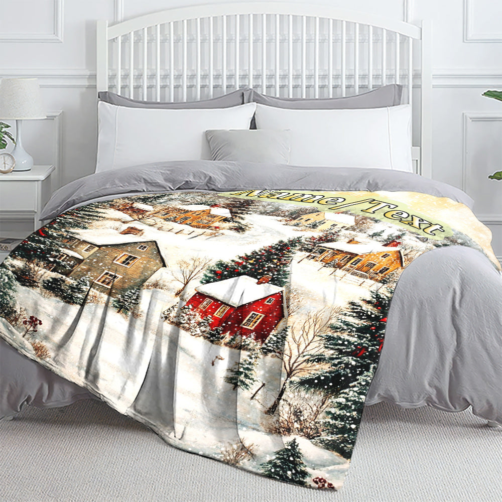 Stay warm and cozy with our customizable winter scene fleece blanket! Made from soft and warm polyester fabric, this blanket is perfect for snuggling up on the sofa, bed, or even bringing along on your travels. It is great for any room in your home or