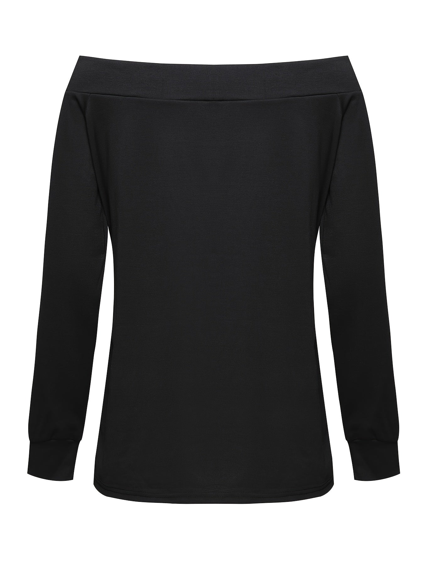 Stylish off-shoulder lounge top with long sleeves for fall, made of stretchy fabric for women's loungewear.